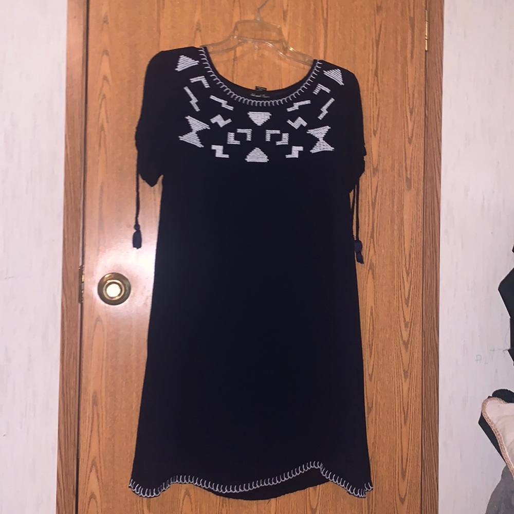 blue embroidered dress